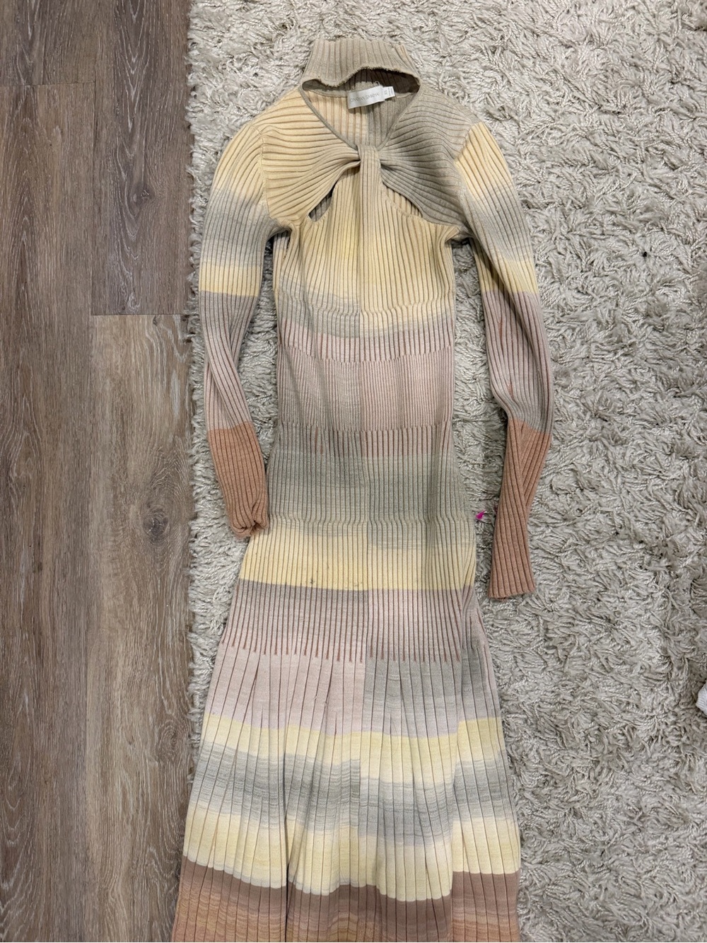 MOVING SALE JONATHAN SIMKHAI Knit Ribbed Long Sleeve Cutout Midi Dress